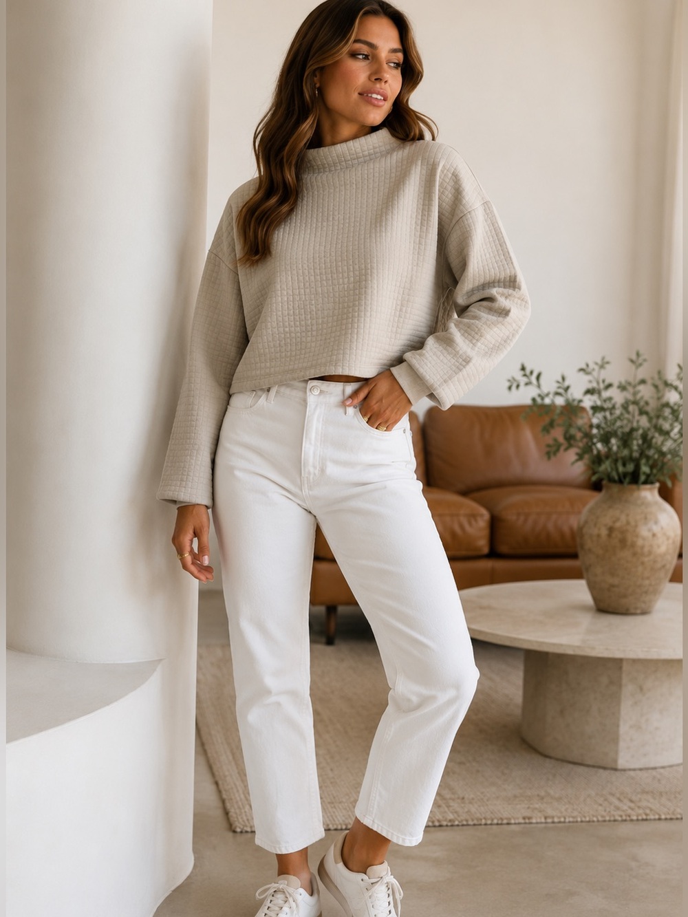 ZARA DROPPED SHOULDER OVERSIZED CROPPED SWEATSHIRT TOP CREAM BEIGE COLOR SIZE S